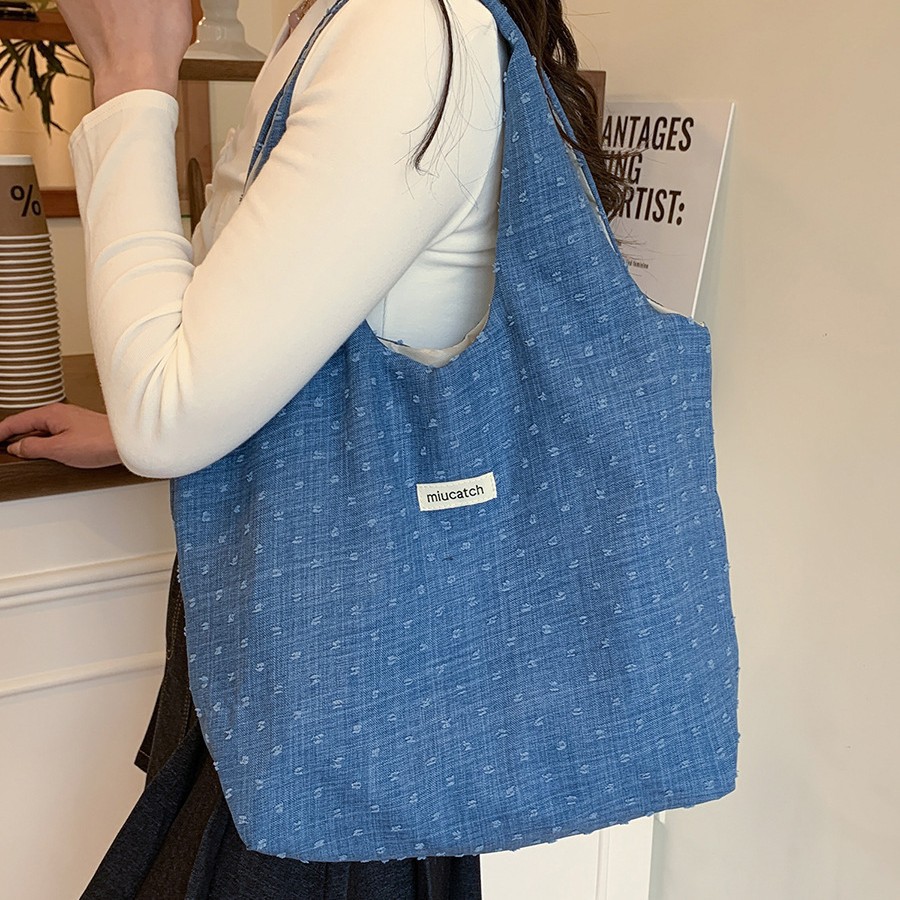 Fashionable, fresh and sweet cloth bag, laid-back vest bag, versatile large-capacity single-shoulder bag, hand-held shopping bag full figure