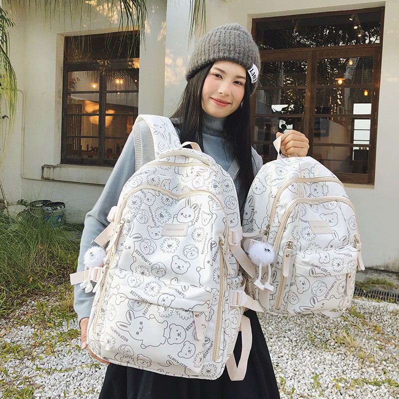 High appearance level schoolbag for primary and secondary school students, female ins large-capacity backpack for junior and senior high school students, dopamine soft girl backpack full figure