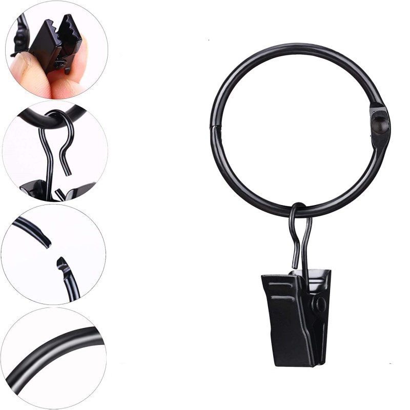 Cross-border sales of silver-white suspended open curtain clips, movable open curtain ring hooks, and simple bath curtain clips Item Picture