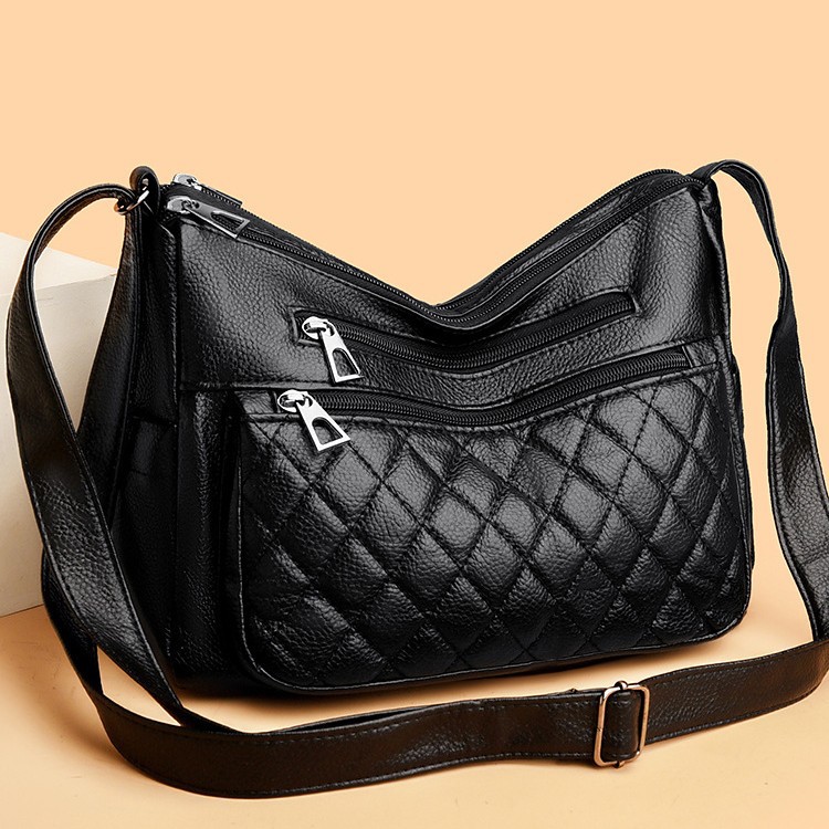High-quality texture women's bag 2024, soft multi-layer versatile single-shoulder crossbody bag, large-capacity fashionable for middle-aged and elderly mothers full figure