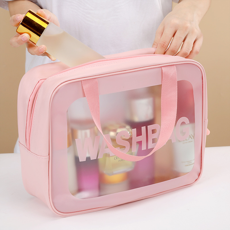 Matte transparent cosmetic bag, waterproof, high appearance level, large-capacity portable toiletries bag, travel storage, starting from one full figure