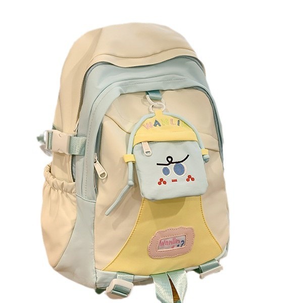 Cute schoolbag, universal for Japan and South Korea, double-back, lightweight, versatile, fashionable and fresh backpack, a cartoon color-blocking backpack for women Item Picture