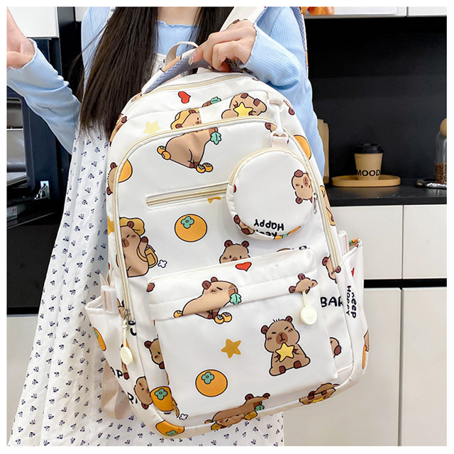 The new large-capacity Capibala animal print backpack is cute, lightweight and lightweight, a student backpack Specification drawing