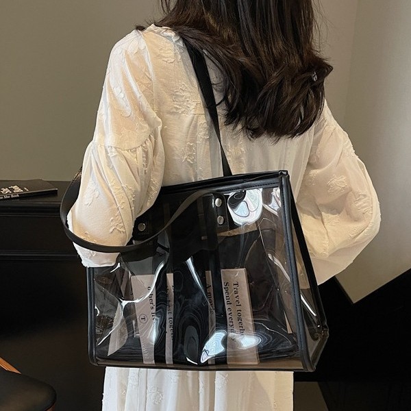 Spring and Summer new large bag for women, 2025 new trendy Korean version, versatile, large capacity transparent mother-and-child bag, hand-held tote bag details Picture