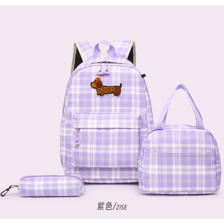 The high-appearance-level checkered schoolbag for junior and senior high school students is a large-capacity, cute, lightweight, casual and multi-functional backpack Specification drawing