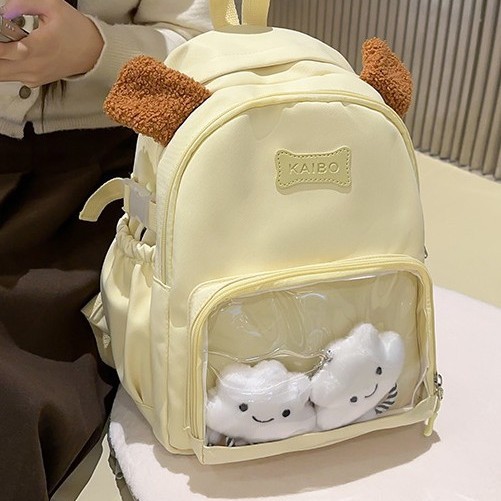 Cute student large-capacity backpack, soft and adorable puppy backpack for girls, pain relief bag, versatile and fashionable plush backpack Specification drawing