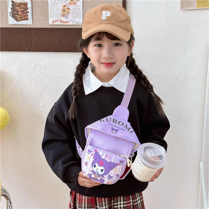 Children's outdoor crossbody bag, children's backpack, cute chest bag, cartoon kindergarten chest bag, primary school students' nylon coin purse details Picture