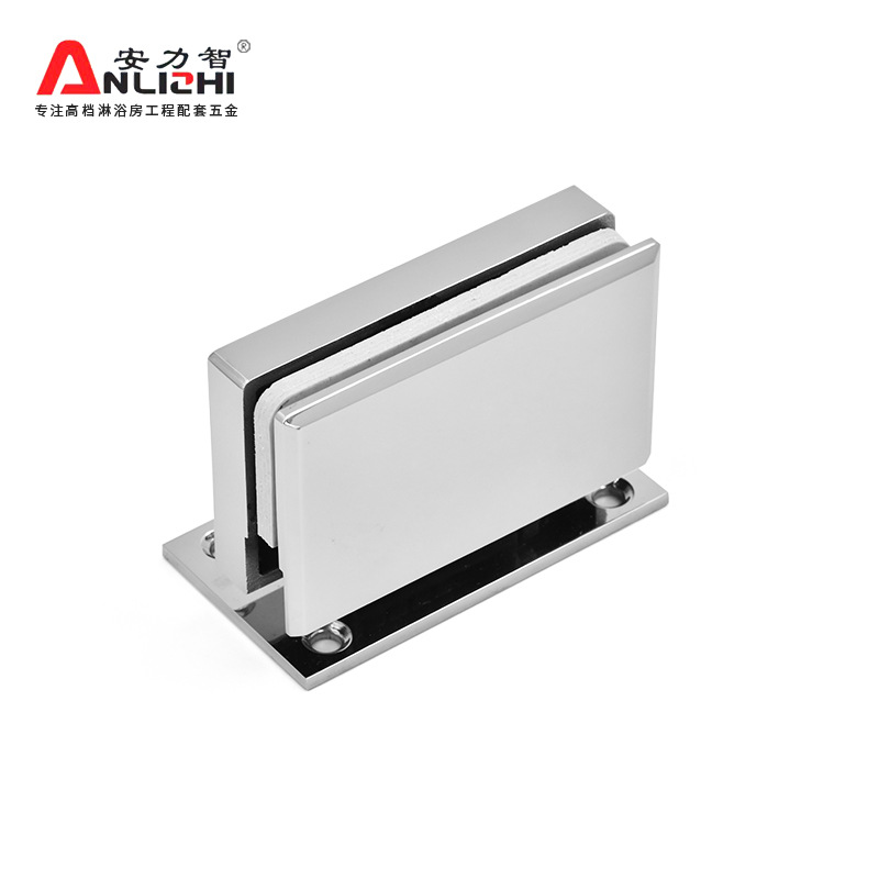 A 304 stainless steel 90-degree arc-edge solid thickened shower room glass door hinge without a notch opening Application Scenario