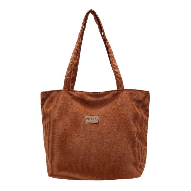 Cross-border Street 2025 New Autumn and Winter student corduroy bag, Korean-style commuter tote bag, casual shoulder bag Item Picture