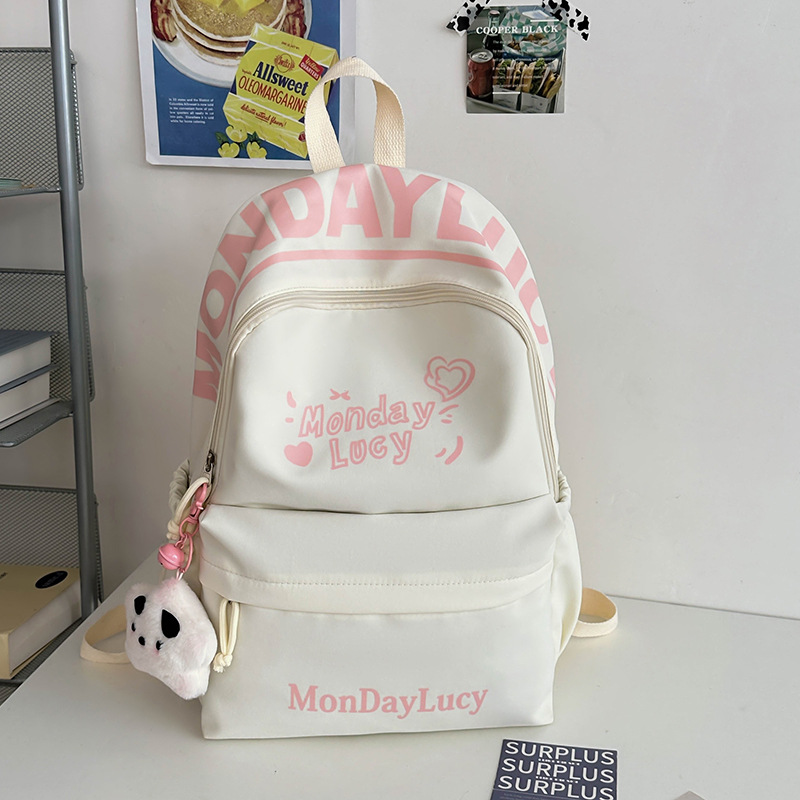 Korean version junior high school backpack, high appearance level, large capacity backpack, light schoolbag, college student letter travel study bag details Picture