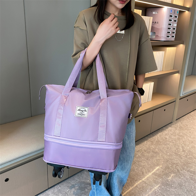 Universal wheel travel bag, light and portable luggage bag, storage bag, maternity bag, dry and wet separation, large-capacity fitness yoga bag details Picture