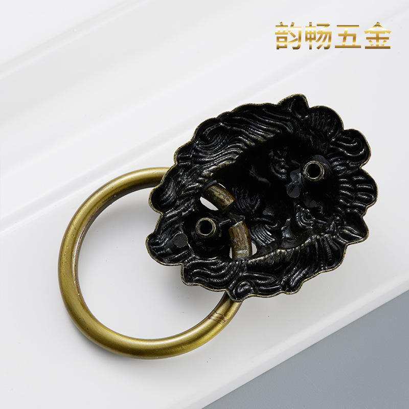 European-style alloy single-hole lion head handle drawer, antique cabinet door handle, wardrobe, kitchen cabinet, home decoration retro handle Specification drawing