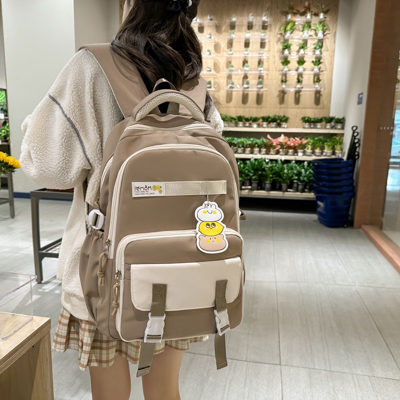 Korean-style schoolbag for female junior high school students, large-capacity wide shoulder strap to reduce burden, campus backpack for female senior high school students, lightweight backpack details Picture