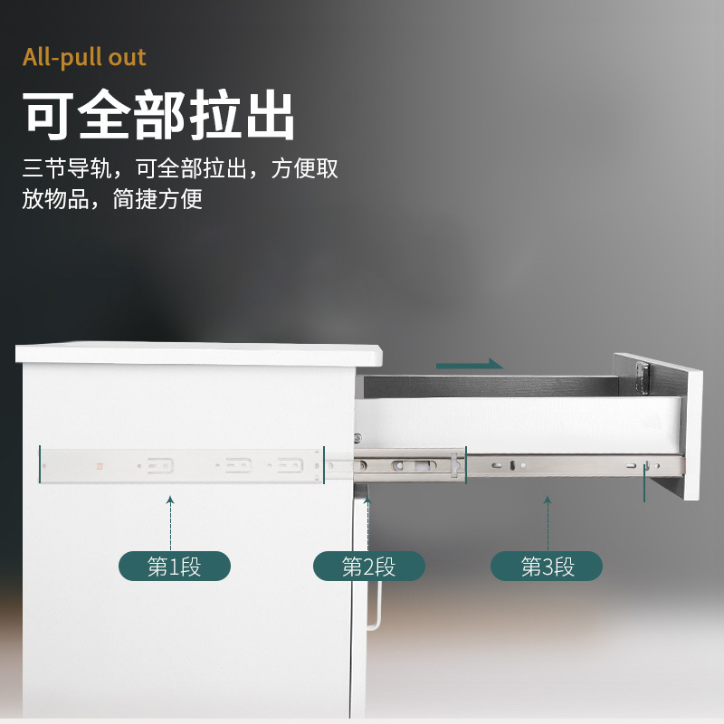 Stainless steel drawer slide rails, three-section guide rails, thickened silent slide rails, 45mm wide three-fold steel ball slide rails, drawer rails Application Scenario
