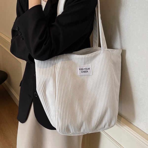 Corduroy crossbody bag for women, large capacity, casual and versatile, retro tote bag, new autumn 2024, simple single-shoulder bag details Picture