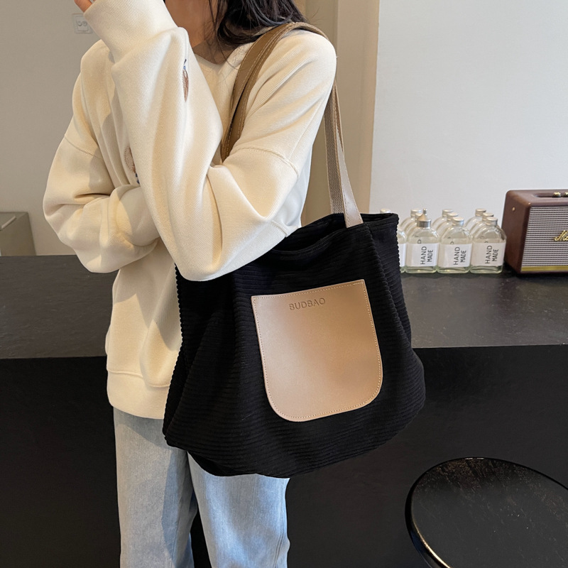 Casual large-capacity bag for women, 2024 new style simple and versatile commuting single-shoulder canvas tote bag, lightweight travel bag details Picture
