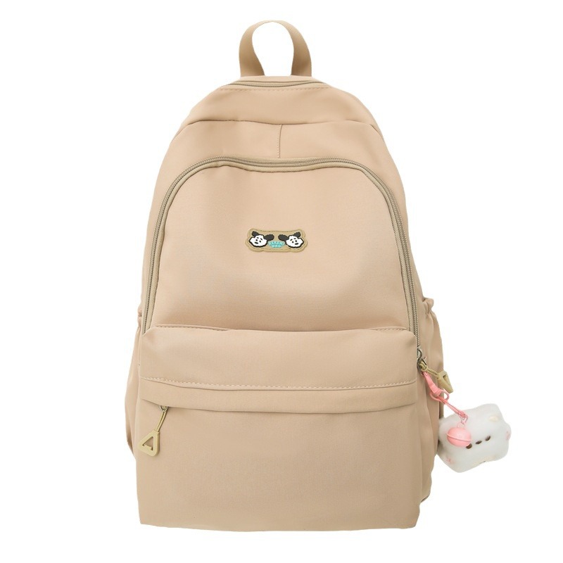 Cute schoolbag for girls, large-capacity backpack for junior and senior high school campuses, simple solid-color backpack for girls, high appearance level casual bag Item Picture