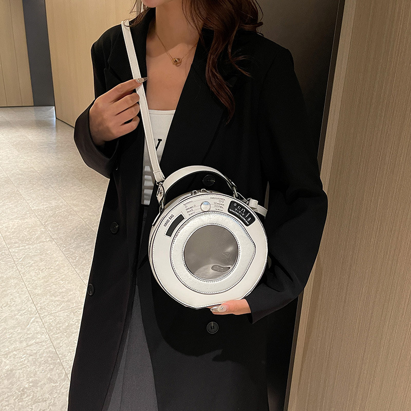 Cross-border fashion transparent hand-held cylindrical bag for women, 2025 new macaron color versatile casual single-shoulder crossbody bag Specification drawing