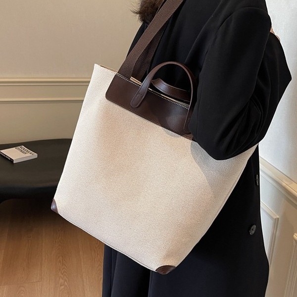 High-quality and fashionable single-shoulder large bag for women's autumn and winter 2024 new thickened canvas bag for commuting, a popular tote bag Specification drawing