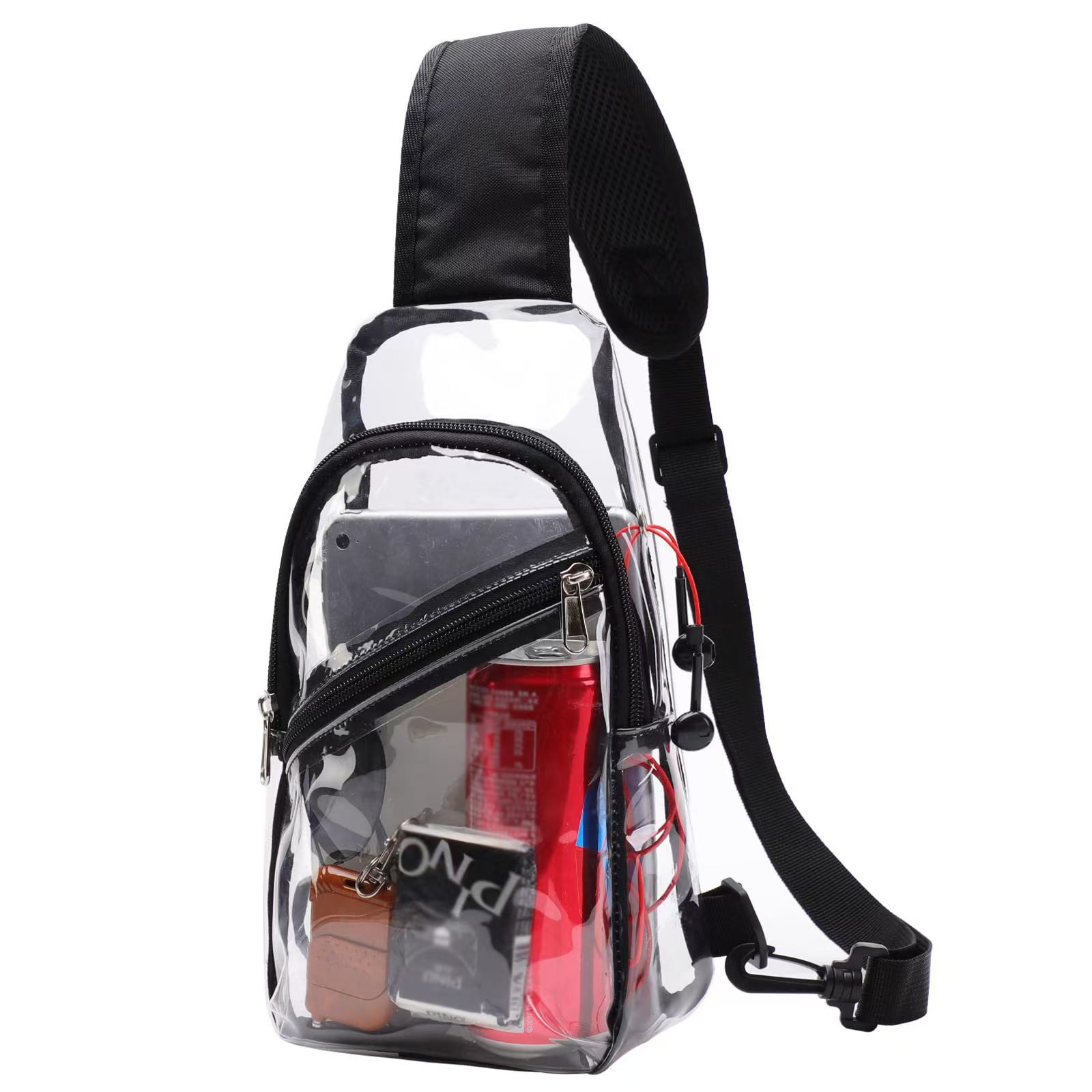 A new cross-border fashion transparent storage bag, a pvc waterproof men's little treasure casual travel single-shoulder crossbody bag full figure