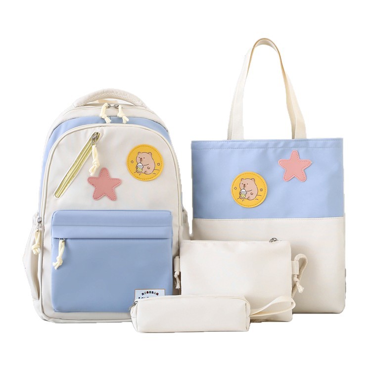 Cross-border schoolbag for girls, Korean style color-blocking and fresh, high school and college student backpack, campus Instagram style simple backpack for girls Item Picture
