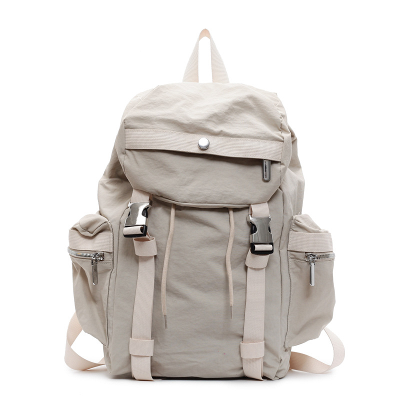 Lightweight, large-capacity, fashionable and simple backpack for both men and women, solid-color capped schoolbag for travel details Picture