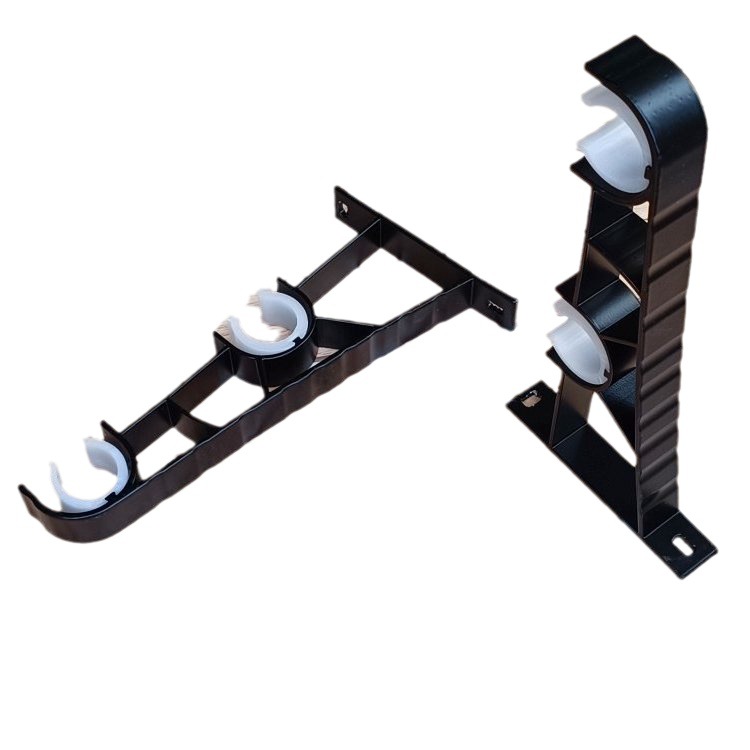 Curtain stand, Roman pole feet, side-mounted aluminum alloy base, pure white, off-white, black thickened double stand Item Picture