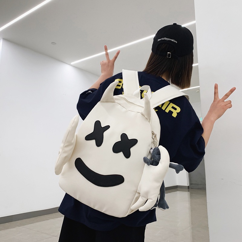 Ghost Large-capacity backpack, hip-hop street campus style, original Chinese trend schoolbag, couple backpack for junior and senior high school students details Picture