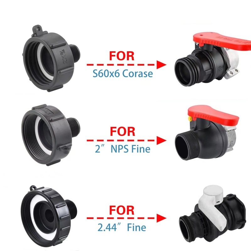 Cross-border garden ton drum conversion joint S60 coarse thread X3/4 inch PP material IBC portable valve interface Application Scenario