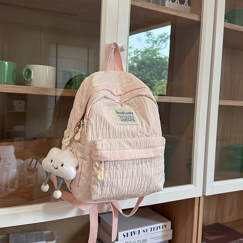 Versatile and simple backpack for college girls, cute schoolbag, solid color on Instagram, large capacity, casual and niche for students Specification drawing