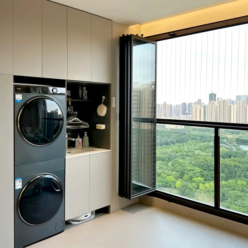 Customized balcony cabinet, multi-functional storage cabinet, drum laundry cabinet, sun-protective aluminum alloy cabinet, full-house waterproof design details Picture