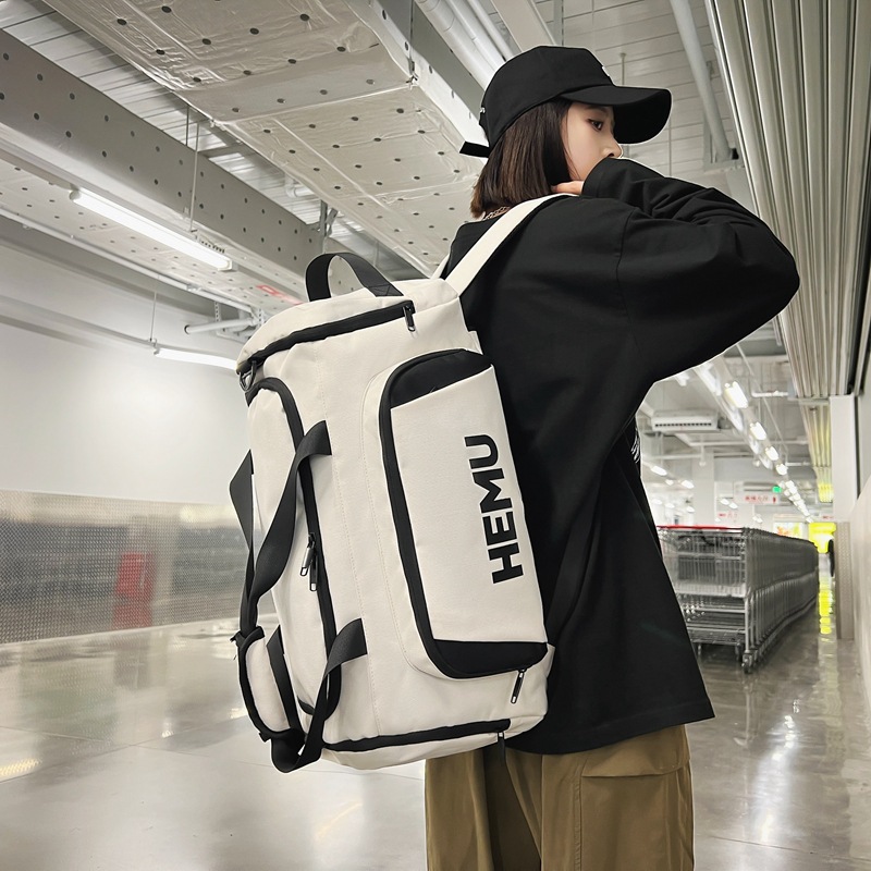 Trendy Korean-style letter travel bag, couple style fashionable sports and fitness bag, dry and wet separation outdoor camping storage bag Specification drawing