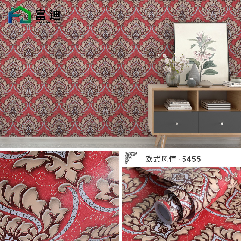 New thickened PVC self-adhesive wallpaper, waterproof European-style country bedroom, dormitory, live streaming background wall and sticky notes Specification drawing