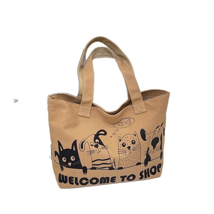 Cartoon casual large-capacity canvas bag for women 2025 new style, lightweight and versatile commuter single-shoulder bag, hand-held tote bag Item Picture