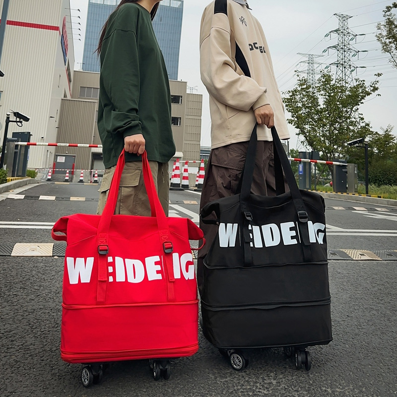 Multi-layer expansion swivel wheel travel bag, fashionable letter fitness bag for men and women, large-capacity lightweight long and short distance storage bag full figure