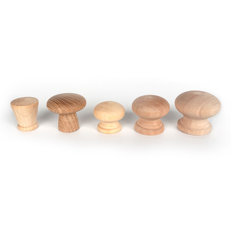 DIY small handles for solid wood furniture, drawer handles, single-hole cabinet door handles, solid wood round handles in stock Item Picture