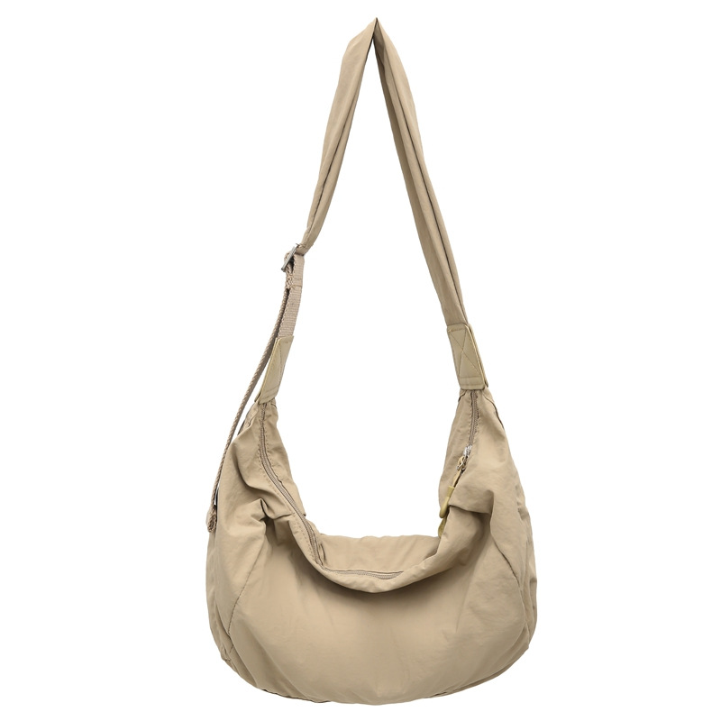 Versatile solid-color dumpling bag for both men and women, large-capacity tote bag, single-shoulder bag, crossbody bag, lightweight Korean style, simple and versatile Item Picture