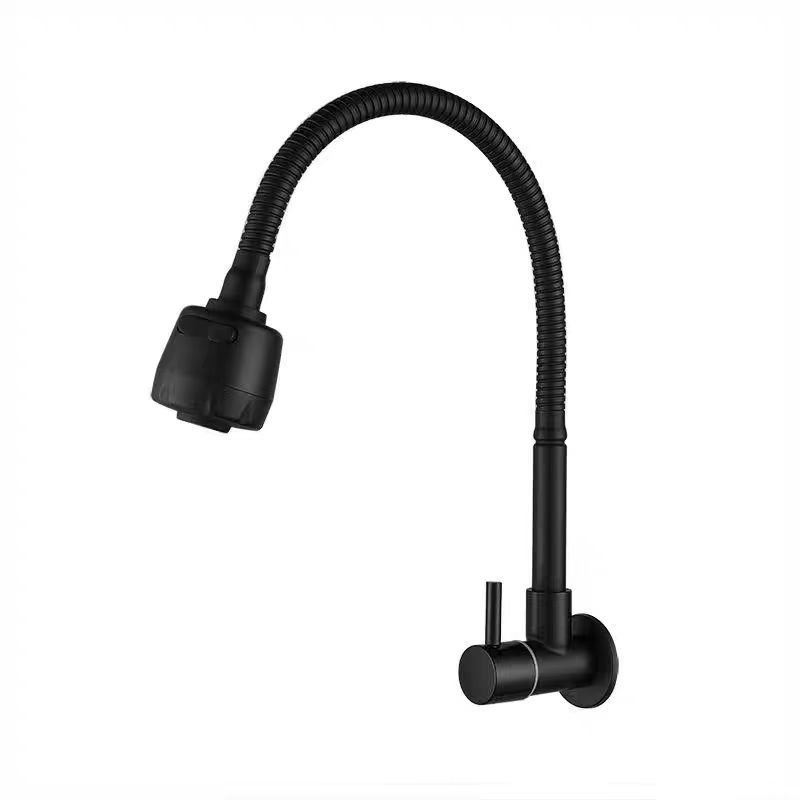 304 Black universal single cooling faucet, wall-mounted single faucet, stainless steel telescopic rotating universal faucet full figure