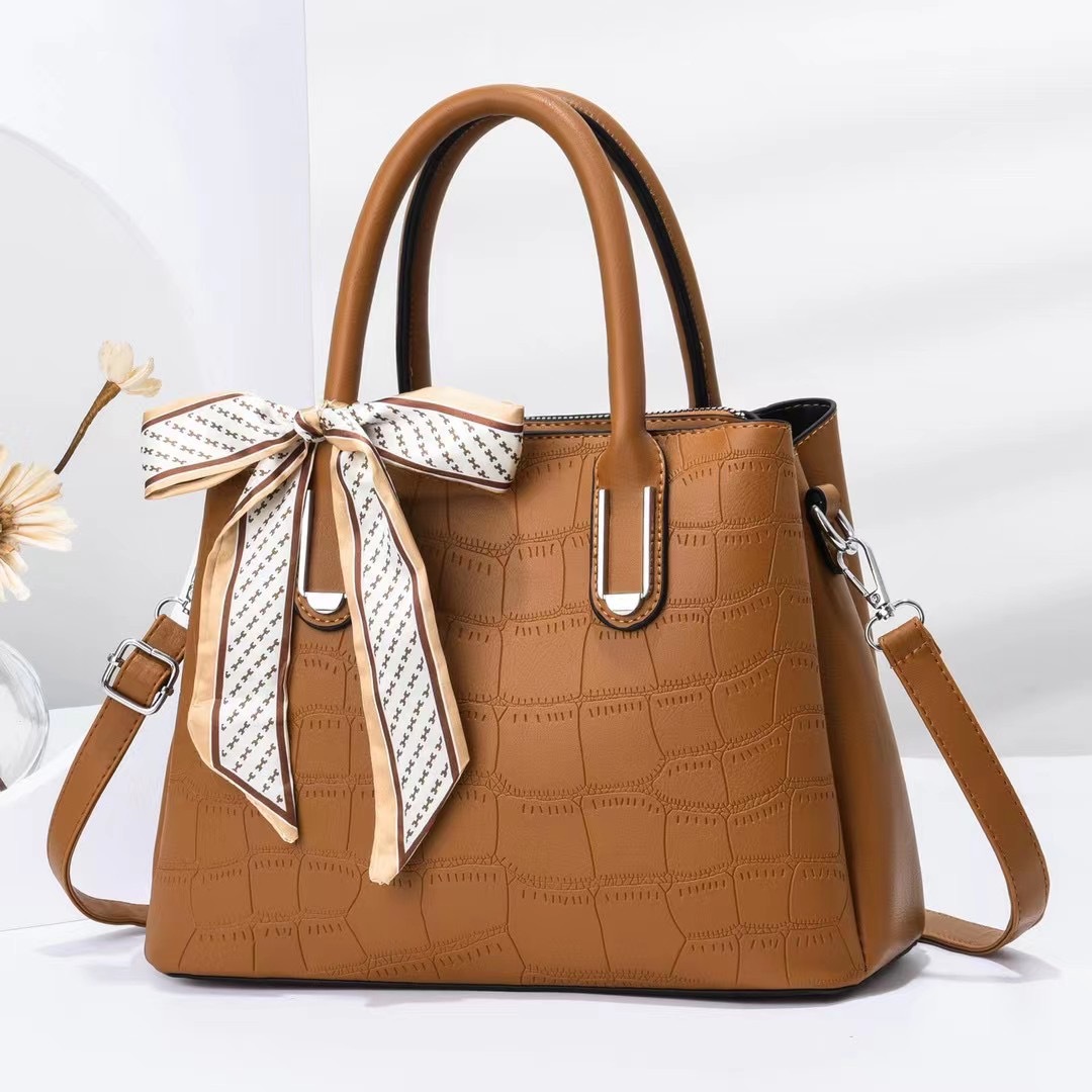 A new 2024 trendy women's bag with stone pattern silk scarf, simple cross-border large-capacity single-shoulder crossbody texture details Picture