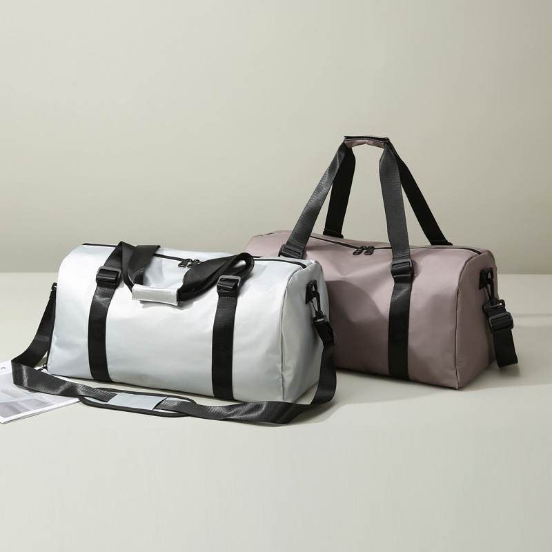 Simple solid-color travel bag, large-capacity stretchable luggage bag, independent shoe compartment, yoga, swimming and fitness bag Specification drawing