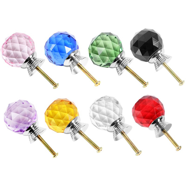 Factory wholesale crystal balls, glass balls, handles, drawers, cabinet door handles, cabinet furniture hardware, 30mm transparent gold full figure