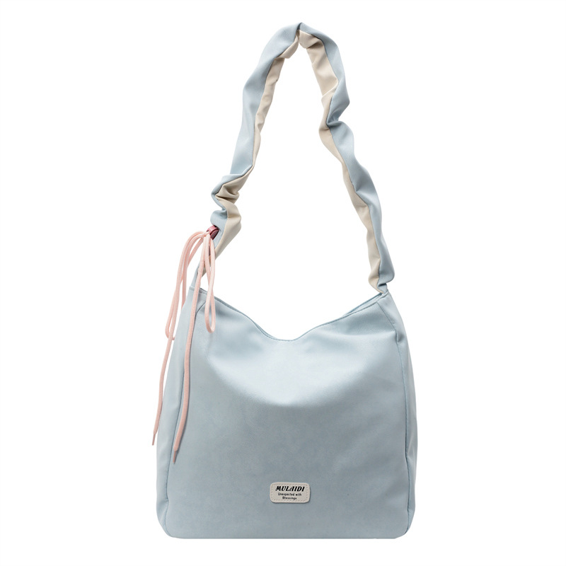 Spring and Summer high-capacity high-end commuting Tote bag for women, 2025 new PU white drawstring crossbody bag Item Picture