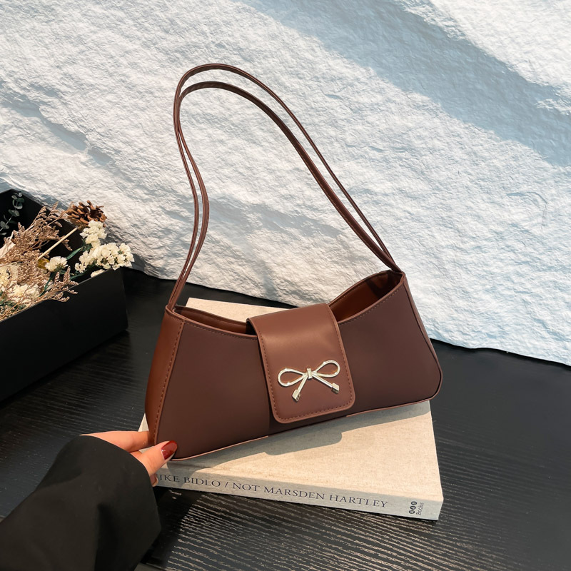 2025 Early Spring new cross-border quality women's bag, retro bow handbag, simple and versatile shoulder bag, underarm bag full figure