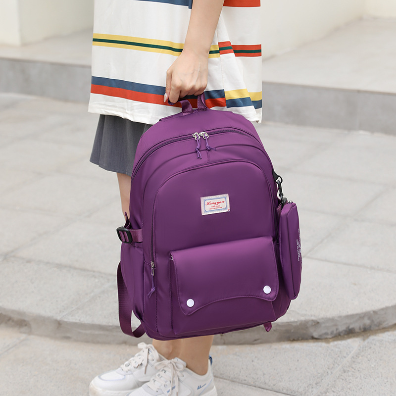 2024 New style fresh and clean solid-color schoolbag, Korean campus style student schoolbag, schoolbag for junior and senior high school students to attend classes Application Scenario