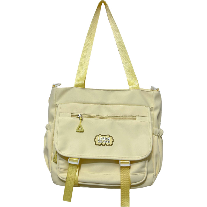 Fashionable new lightweight single-shoulder bag, solid color underarm bag for women, college style large-capacity tutorial bag, student handbag Item Picture