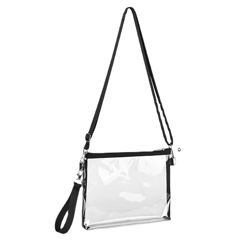 In-stock transparent PVC crossbody bag, waterproof stadium storage bag, sports bag, portable hand-held cross-border coin purse Item Picture