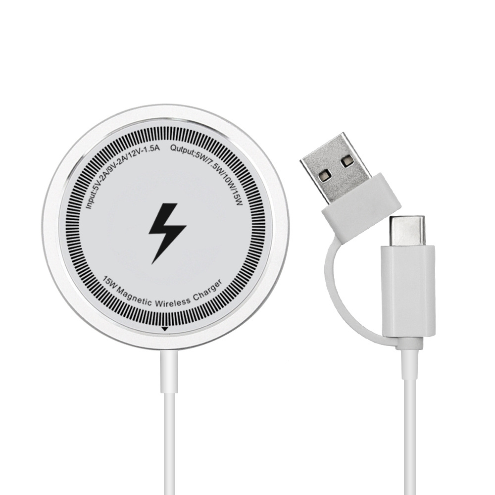 The 15W wireless charger is compatible with the Apple magsafe magnetic wireless charger with a cable Item Picture