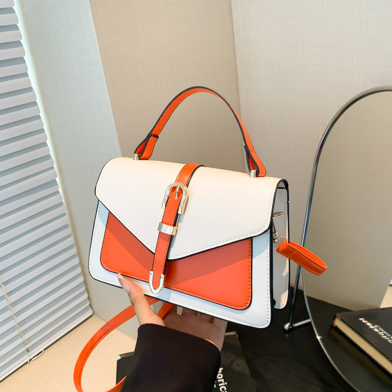 Cross-border small bag Women's Summer 2024 new style fashionable hand-held crossbody bag, color-blocking and versatile single-shoulder small square bag full figure