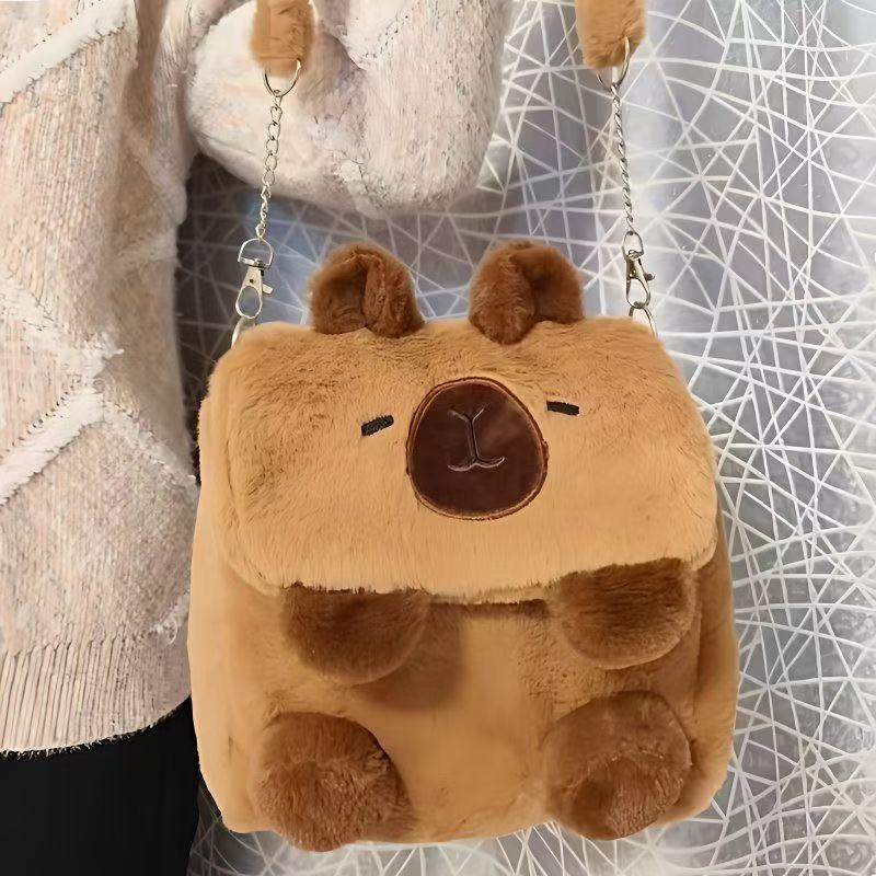 Super cute ins-style small backpack, cartoon hand-held plush toy bag, girls' shoulder bag, hand-held doll doll backpack Specification drawing
