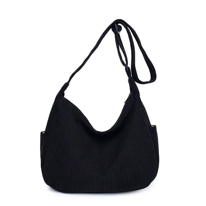 Large-capacity corduroy tote bag for women, new autumn and winter solid color versatile casual crossbody bag, commuting single-shoulder bag, fabric bag Item Picture